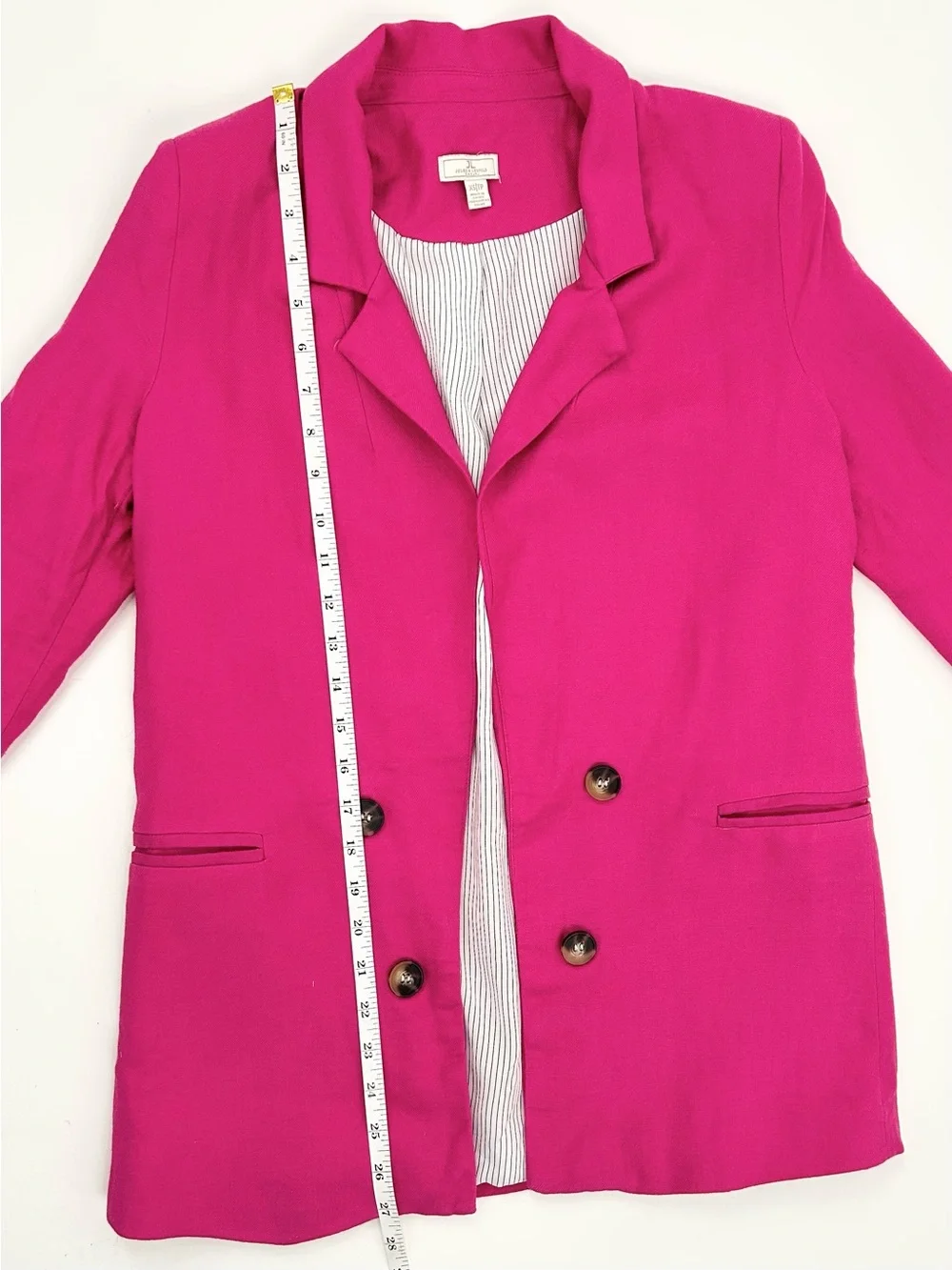 Jules & Leopold Hot Pink Linen Blend Double Breasted Blazer Women’s XS Petite